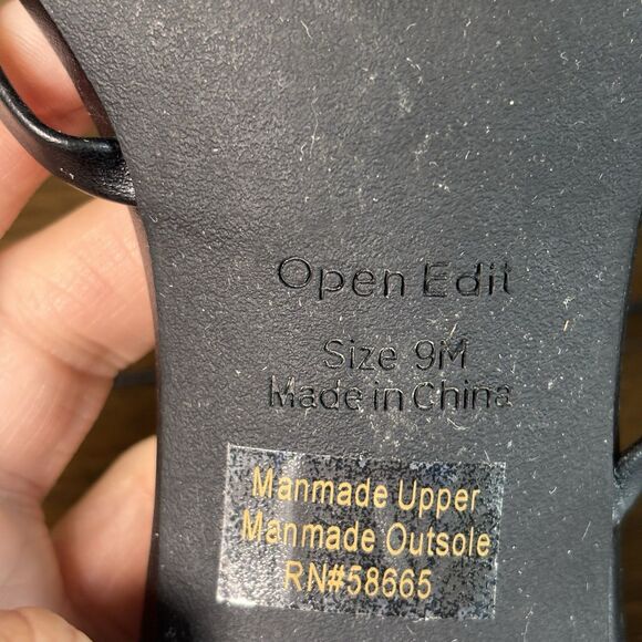 Open Edit Women's Strappy Sandals Size 9 Black Square Toe Kitten Heel - Picture 9 of 9